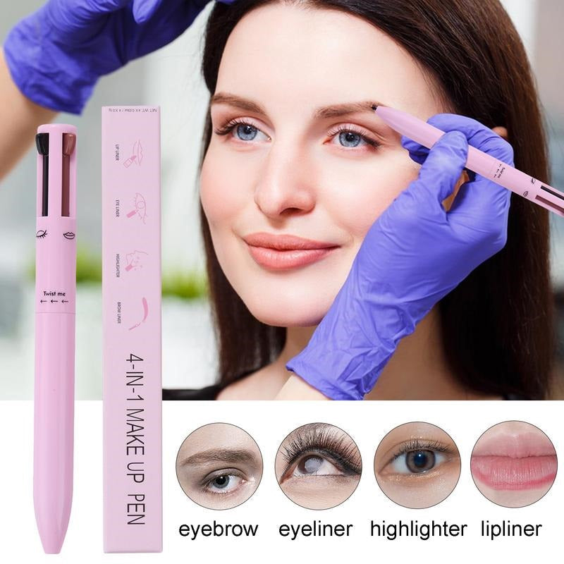 4 in 1 Waterproof Makeup Pen – Eyebrow, Eyeliner, Lip Liner & Highlighter | Long Lasting (Random Color)
