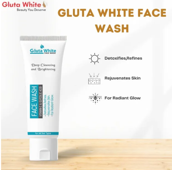 Gluta White Face Wash 100ml | Brightening & Deep Cleansing Formula for Clear, Glowing Skin | Gentle Daily Use
