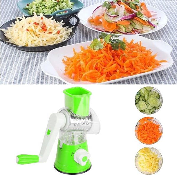 Tabletop Drum Grater Manual Vegetable Cutter & Slicer | Multifunctional Round Food Chopper, Cheese Grater & Kitchen Food Processor (Random Colors)