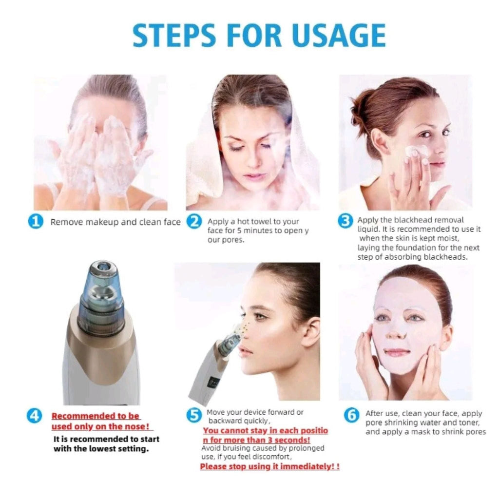 Face Vacuum Suction Blackhead Remover Pore Cleaner | Electric Deep Cleansing Tool for Nose & Face