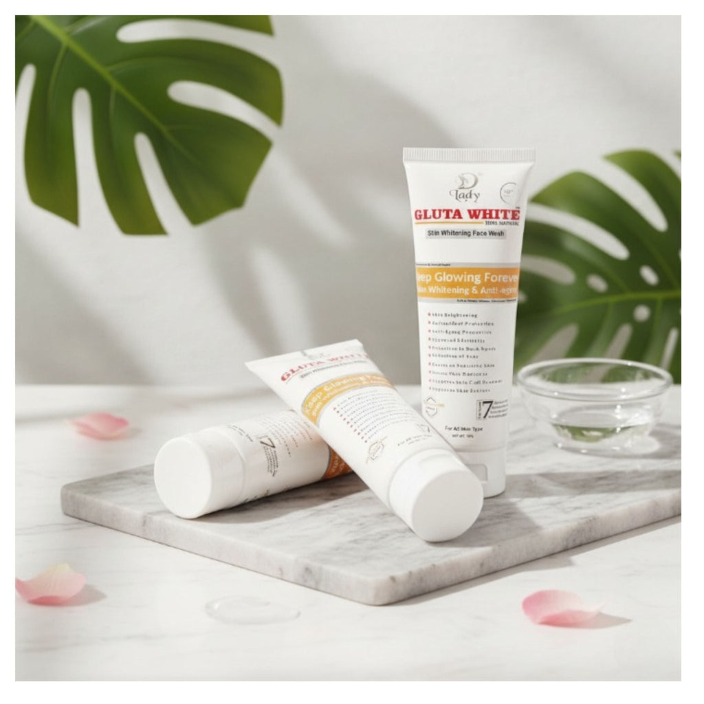 Gluta White Face Wash  Natural Whitening & Anti-Aging Cleanser for Glowing, Even-Toned Skin (100g)