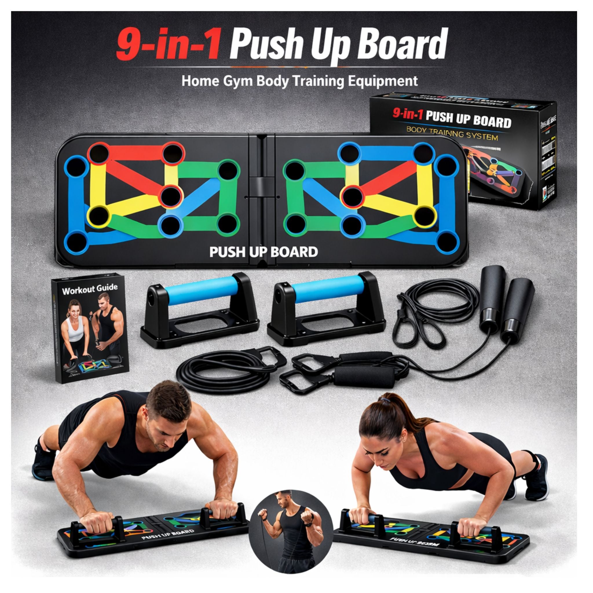 9 in 1 Push Up Board Men & Women Home Gym Body Training Equipment