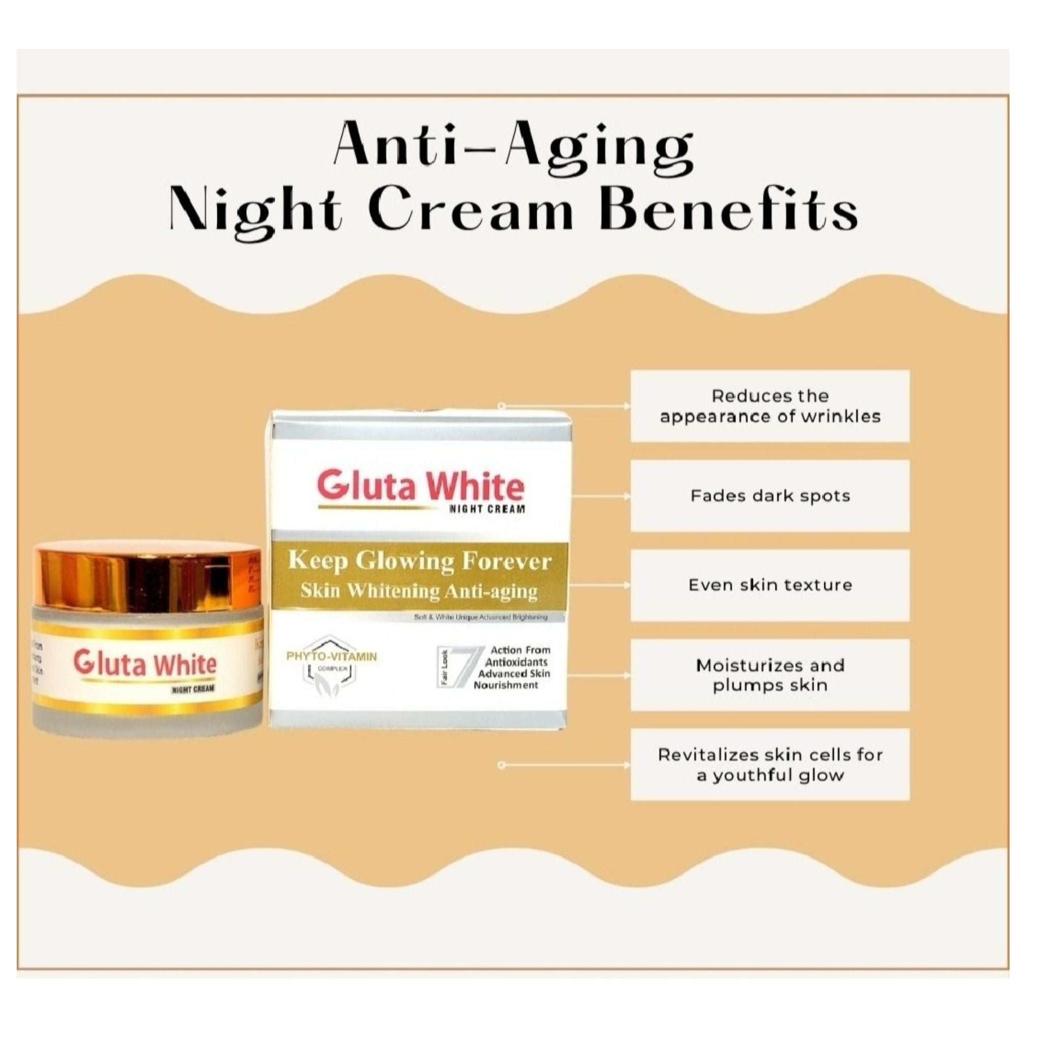 Gluta White Night Cream Extreme Strong Whitening And Anti-Aging Night Cream