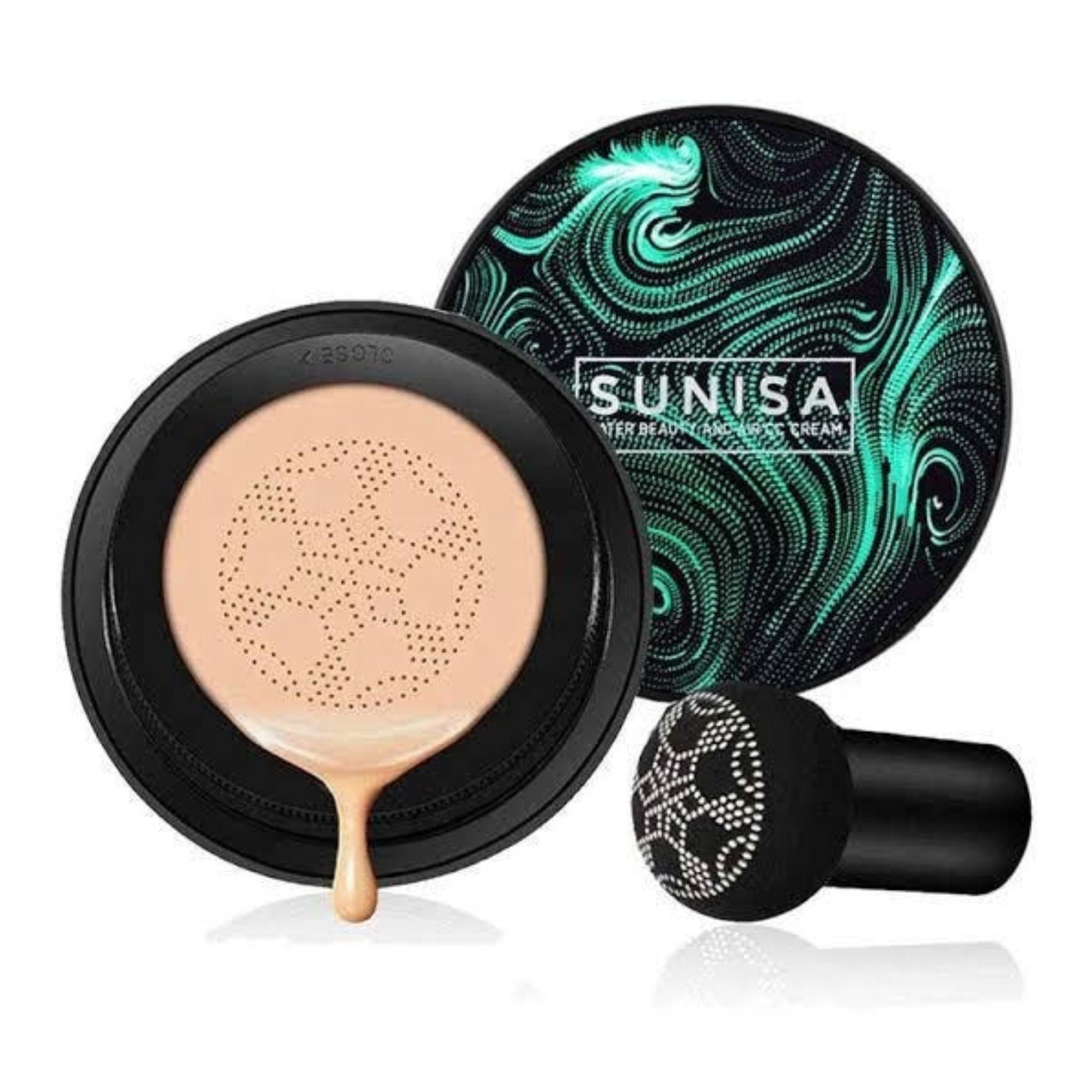Sunisa 3-in-1 Air Cushion Foundation | BB + CC Cream | Waterproof Mushroom Head Liquid Base