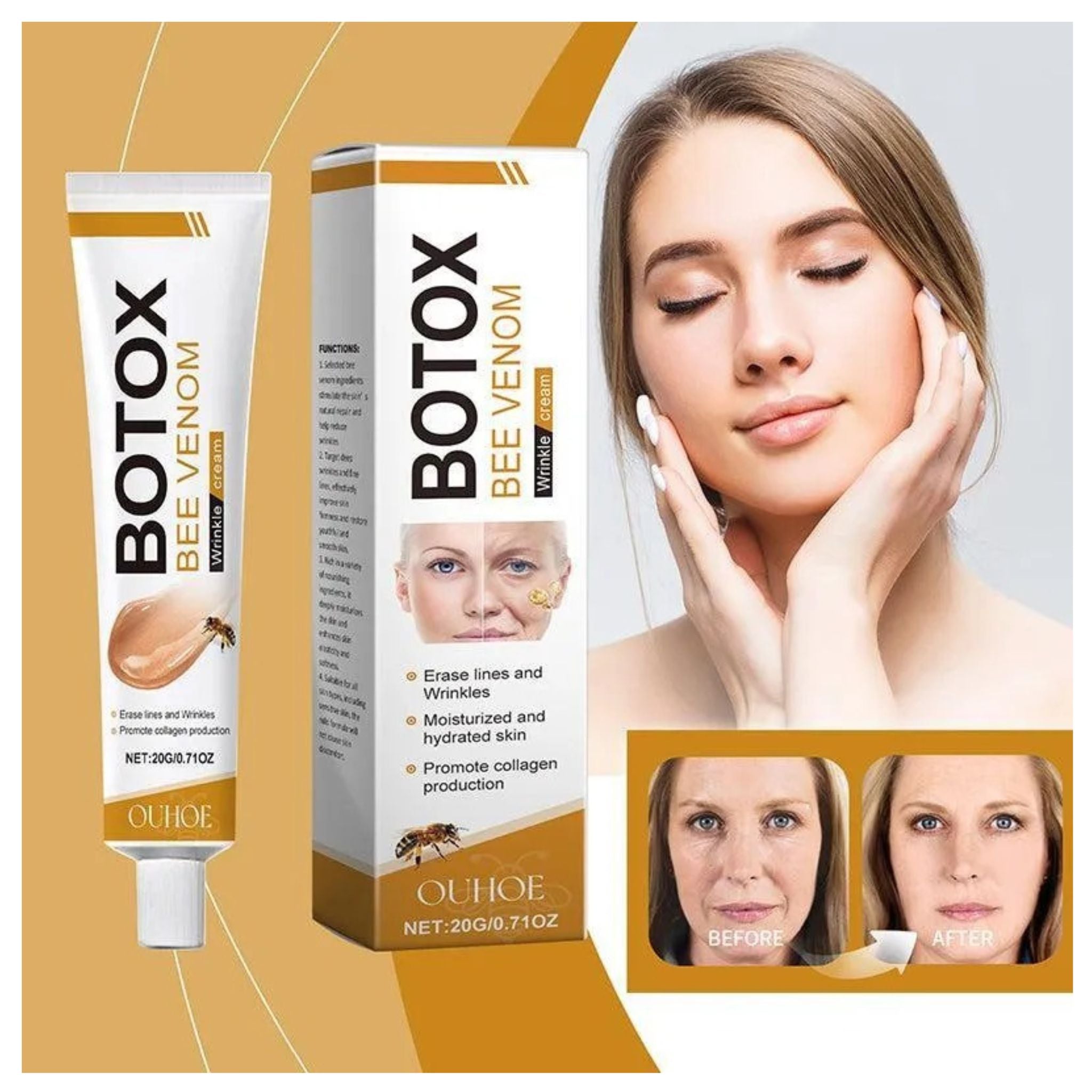 Bee Venom Botox Face Cream – Anti-Aging, Whitening & Deep Moisturizing Skincare for Smooth, Radiant Skin