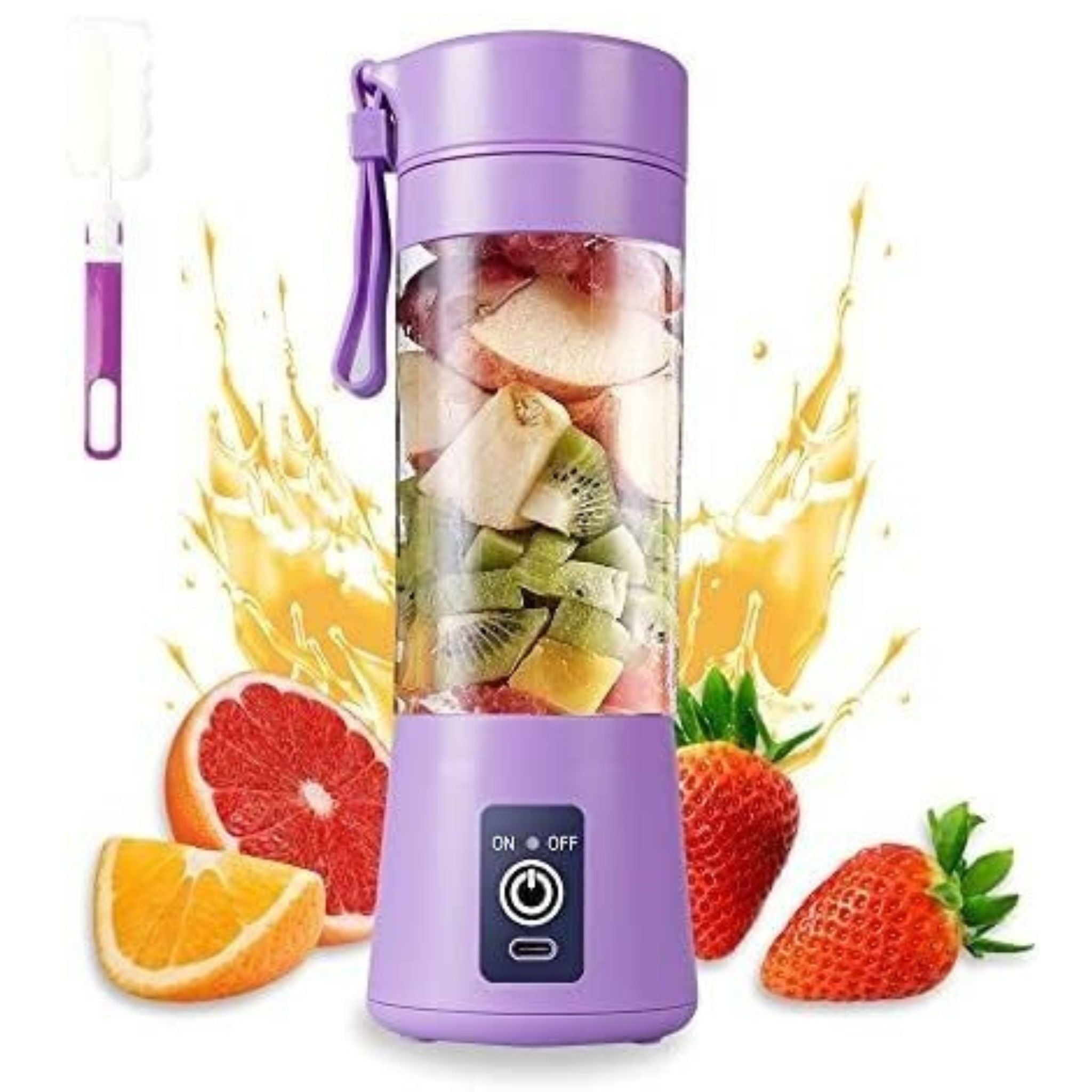 Rechargeable Portable Mini Juicer Blender – 6 Blades, 380ml  Outdoor Juicing Cup [Random Color] With Box
