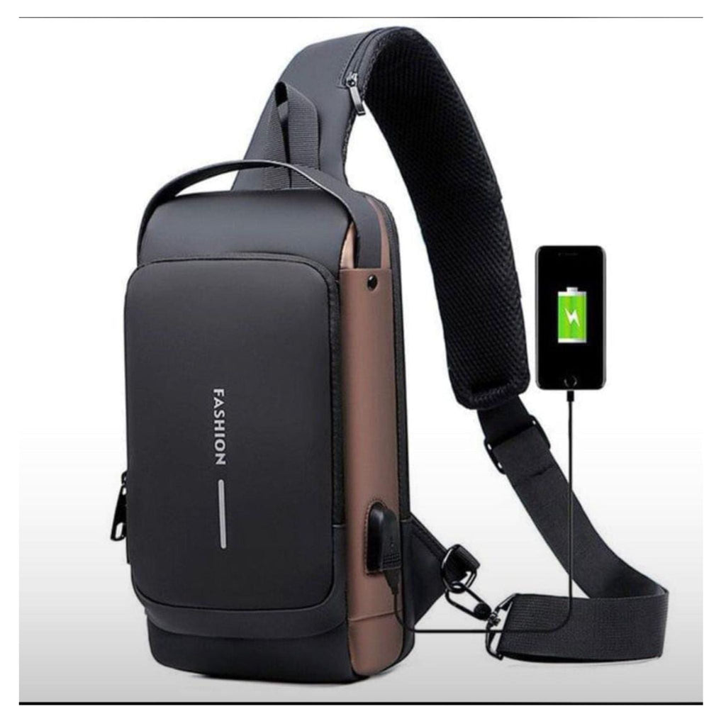 Anti-Theft Sling Bag for Men with TSA Lock & USB Charging Port – Waterproof Crossbody Shoulder Chest Backpack