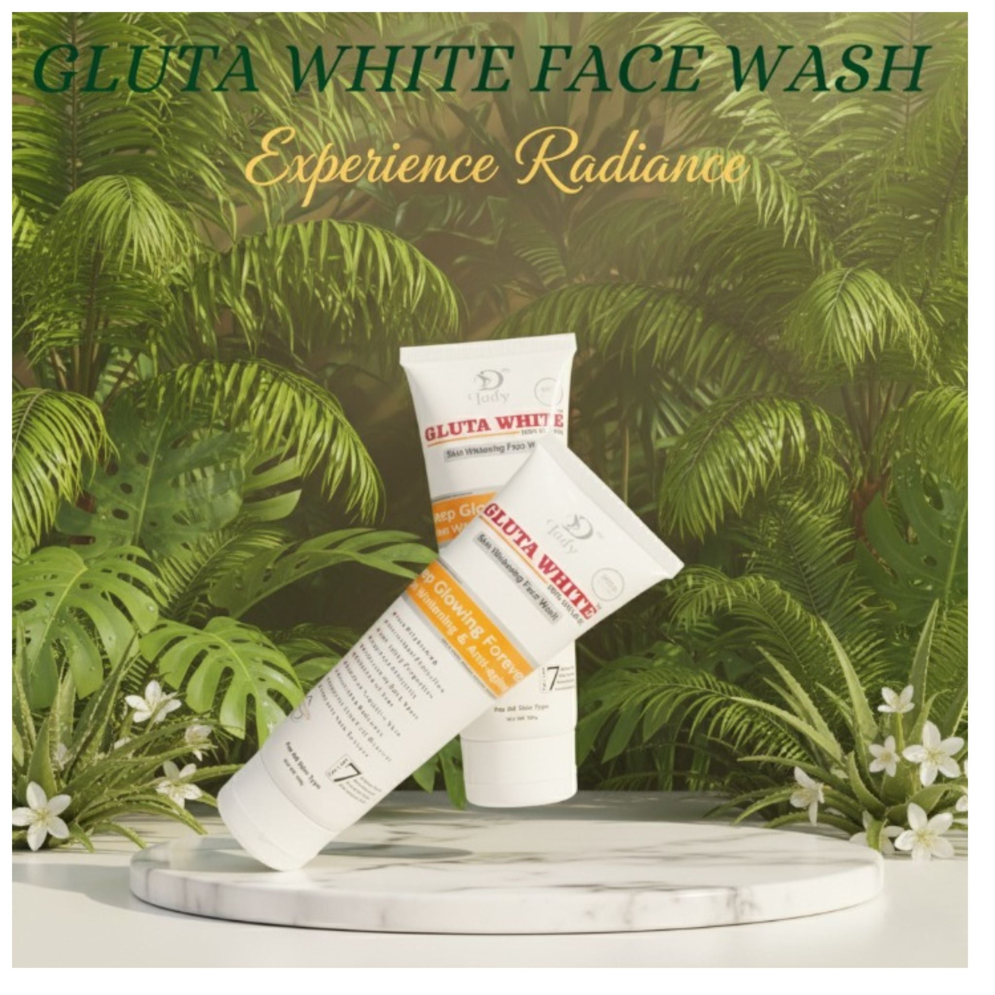 Gluta White Face Wash  Natural Whitening & Anti-Aging Cleanser for Glowing, Even-Toned Skin (100g)