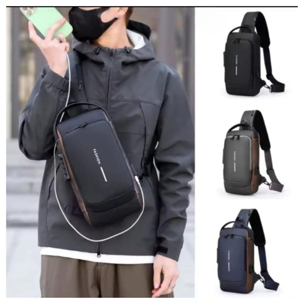 Anti-Theft Sling Bag for Men with TSA Lock & USB Charging Port – Waterproof Crossbody Shoulder Chest Backpack