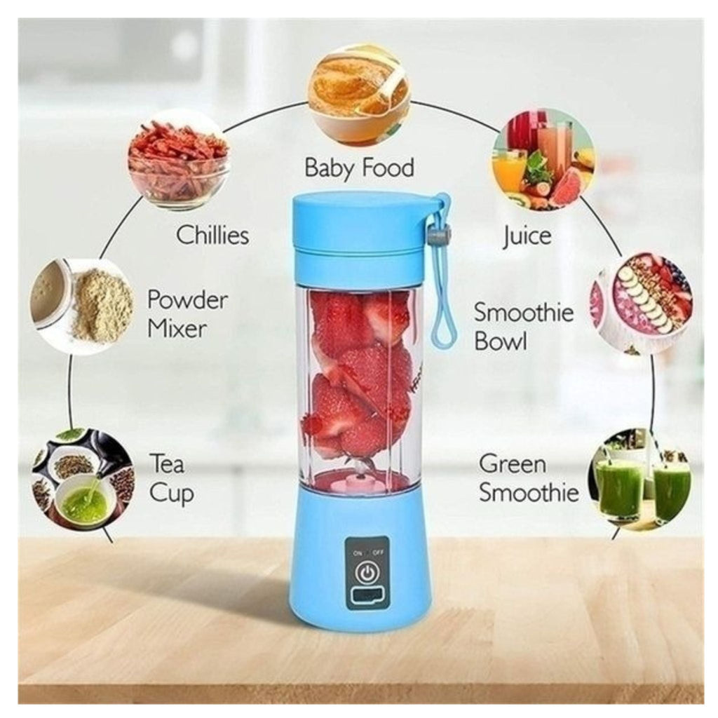 Rechargeable Portable Mini Juicer Blender – 6 Blades, 380ml  Outdoor Juicing Cup [Random Color] With Box