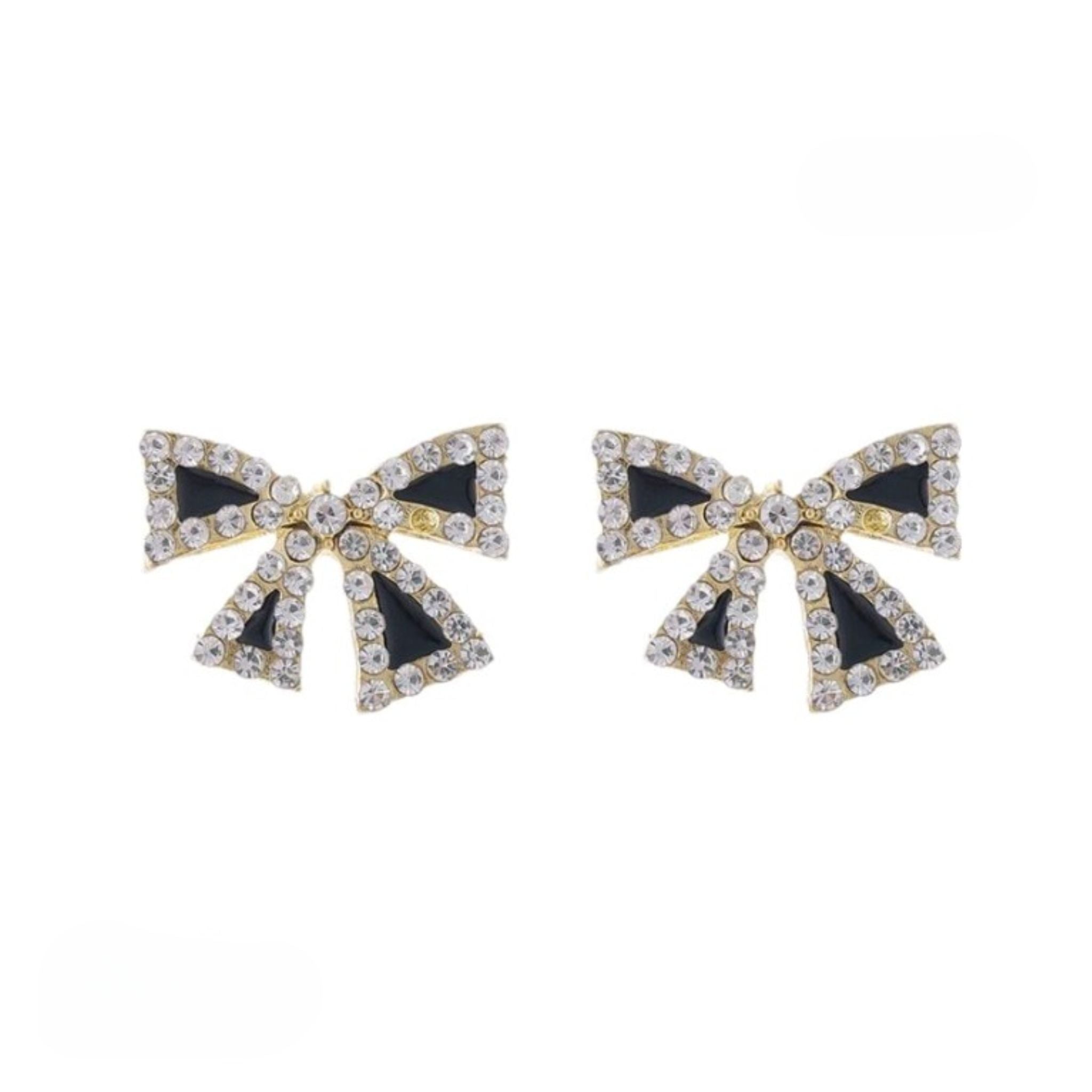 Elegant Zircon Black Bow Tie Earrings (AXJ-112)