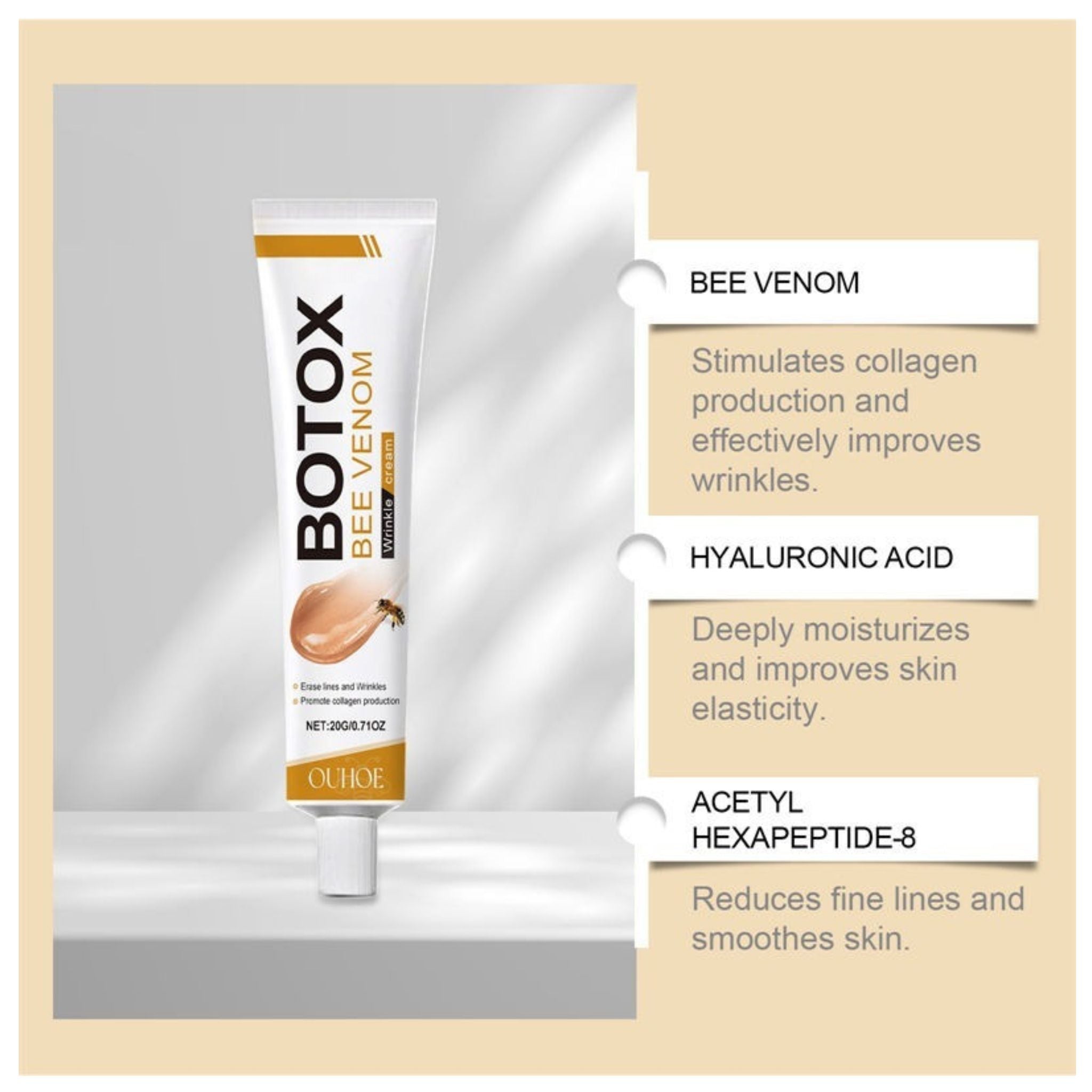 Bee Venom Botox Face Cream – Anti-Aging, Whitening & Deep Moisturizing Skincare for Smooth, Radiant Skin