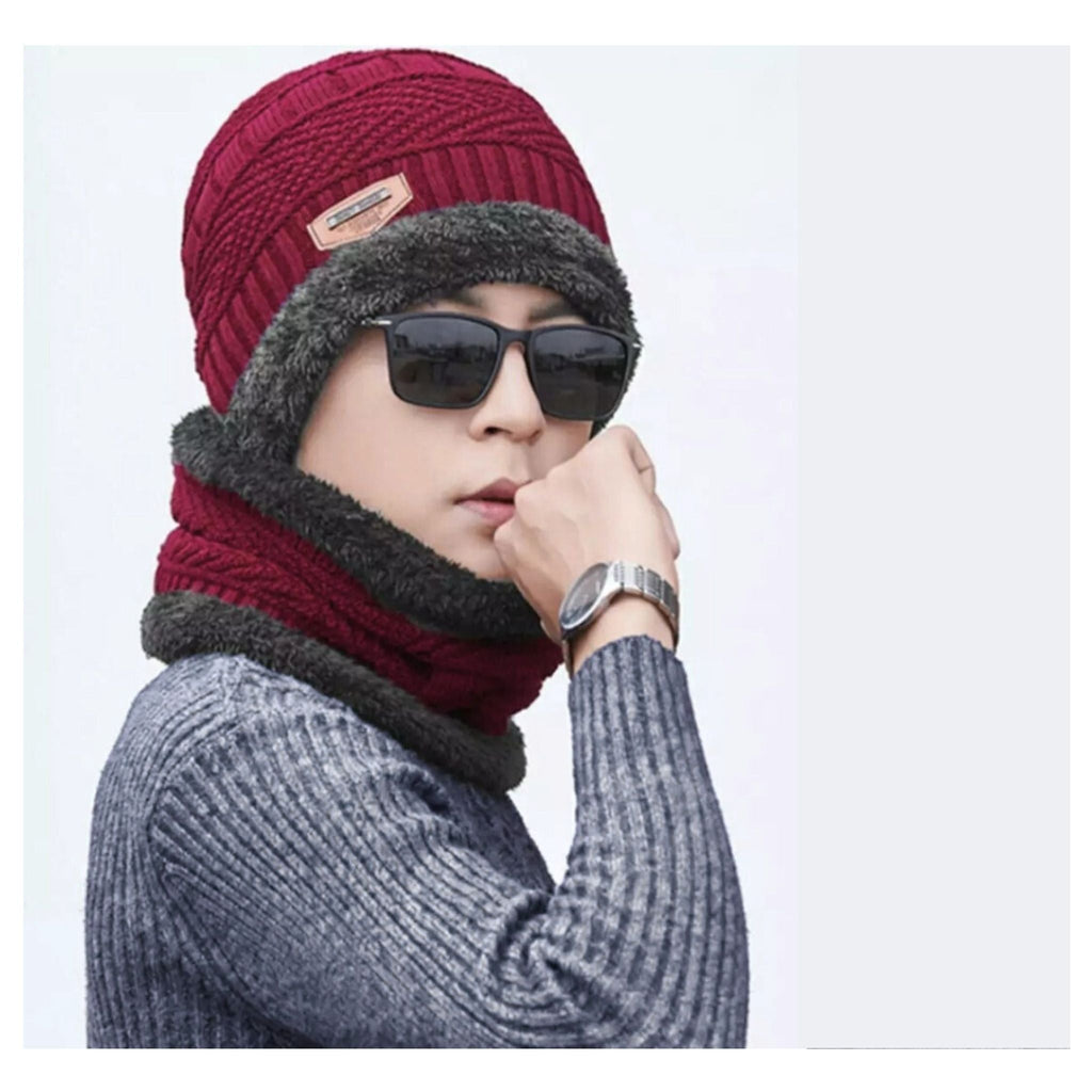 New Stylish Cotton Beanie Set (2-Piece: Cap + Neck Warmer) – Winter Comfort & Style