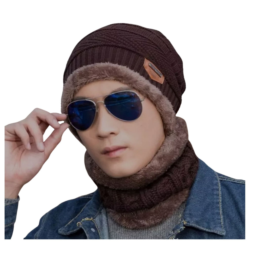 New Stylish Cotton Beanie Set (2-Piece: Cap + Neck Warmer) – Winter Comfort & Style