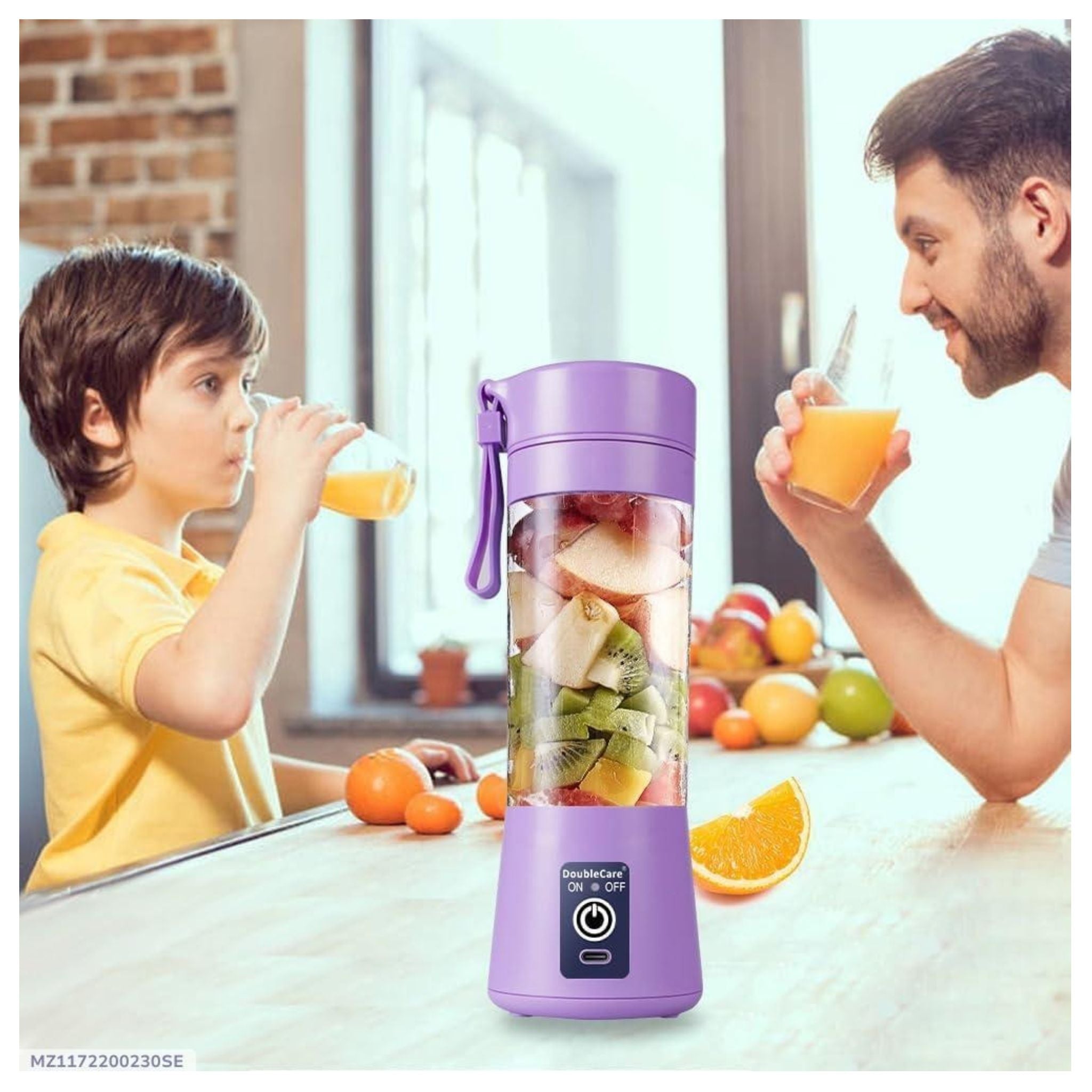 Rechargeable Portable Mini Juicer Blender – 6 Blades, 380ml  Outdoor Juicing Cup [Random Color] With Box