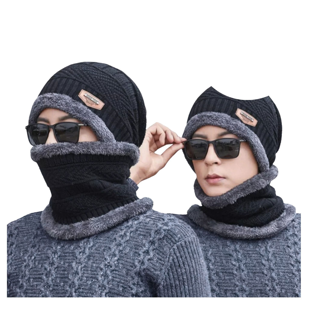 New Stylish Cotton Beanie Set (2-Piece: Cap + Neck Warmer) – Winter Comfort & Style