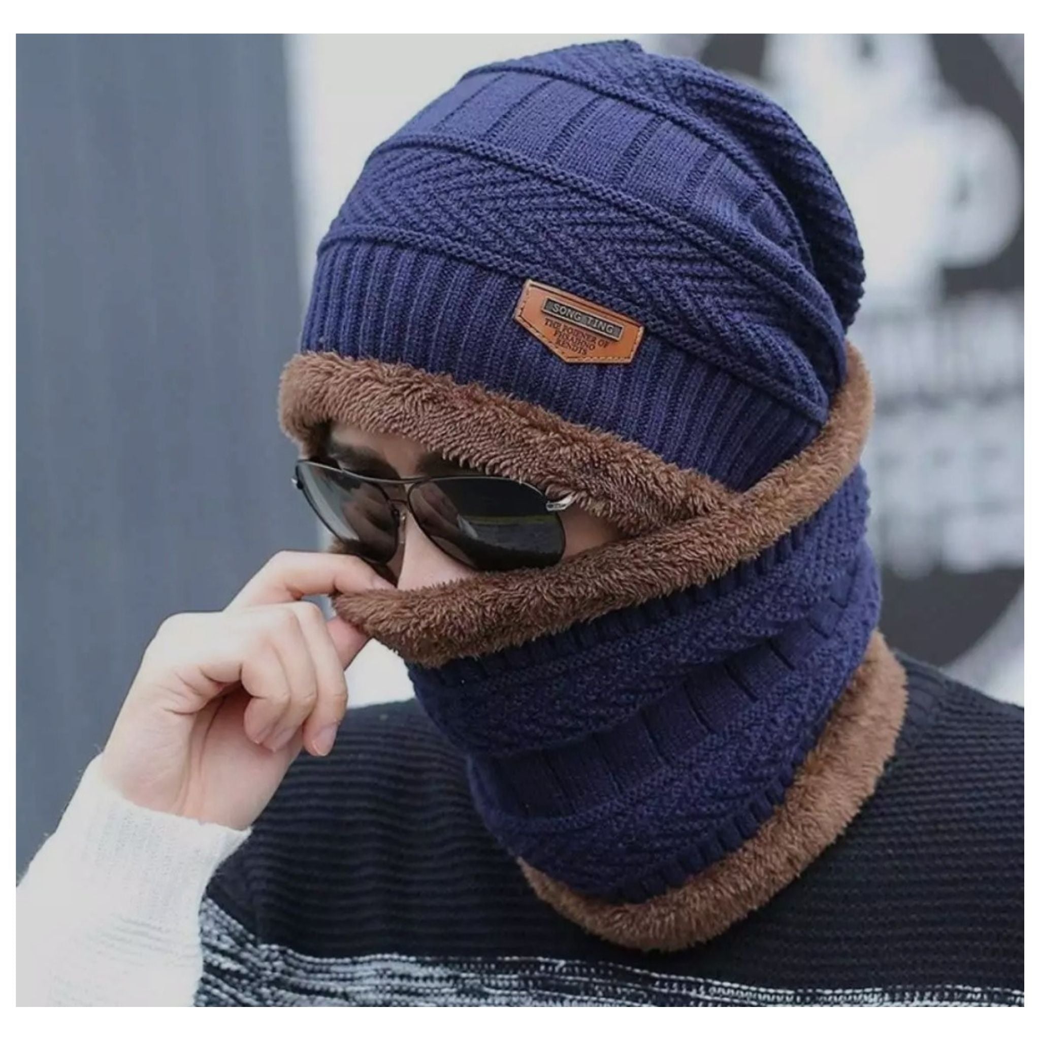New Stylish Cotton Beanie Set (2-Piece: Cap + Neck Warmer) – Winter Comfort & Style