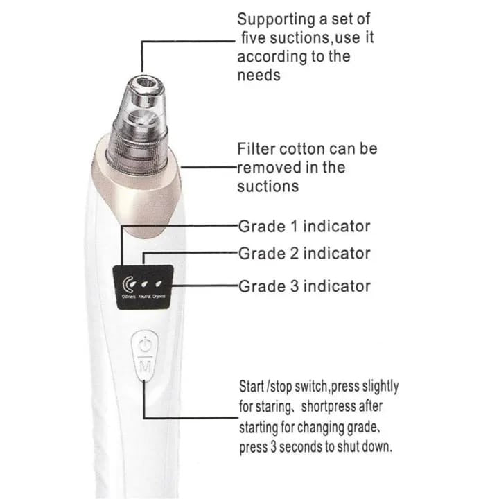Electric face vacuum suction device with multiple heads for deep skin cleansing