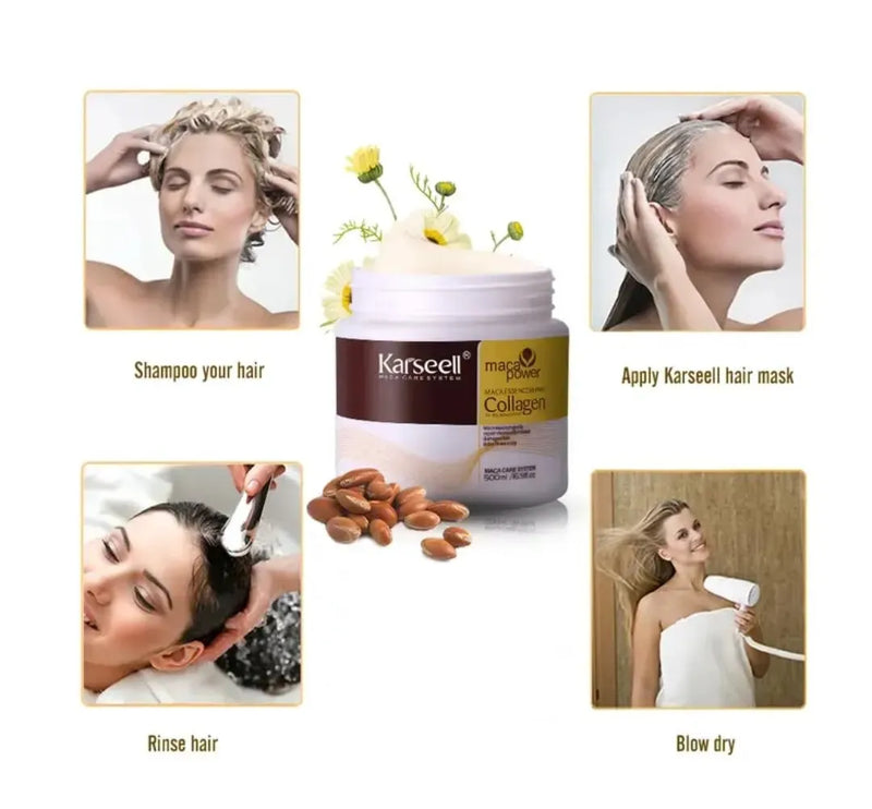 Karseell collagen hair mask for dry damaged and frizzy hair repair and smoothness
